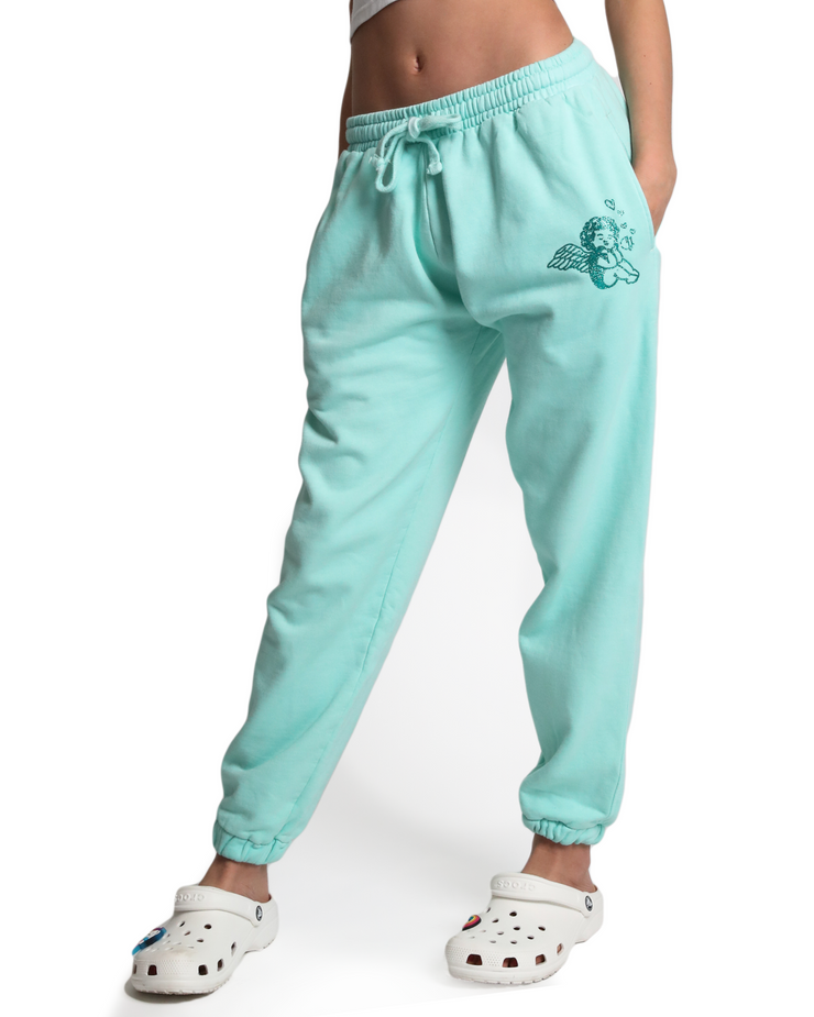 Cupid Cutie Glitter Trackpant - Mint