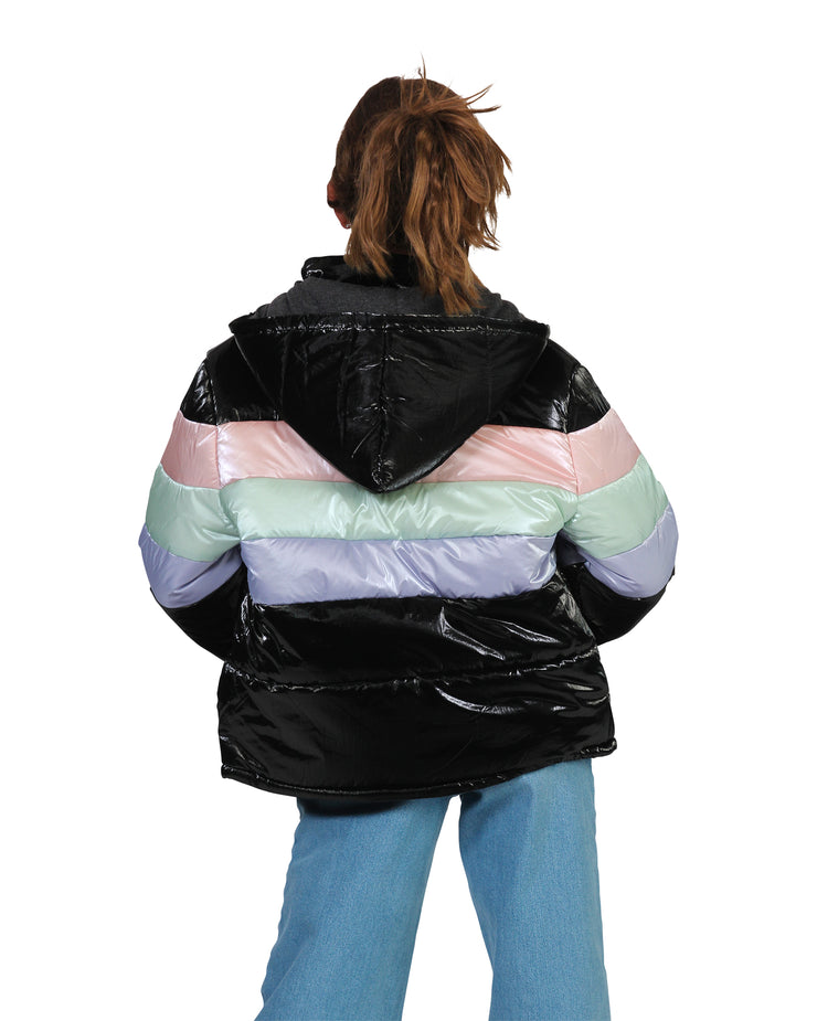 Candice Metallic Colour Block Puffer Jacket
