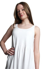 Baby Doll Tiered Cotton Dress - Coconut White