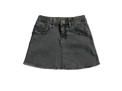 teen girl vintage faded black denim skirt raw edge
