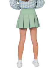 Polly Ponte Pleat Skirt - Sage Green